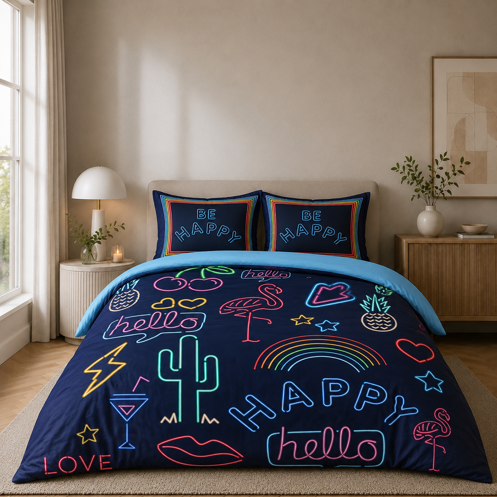 Decoware dekbedovertrek Neon Be Happy - microvezel