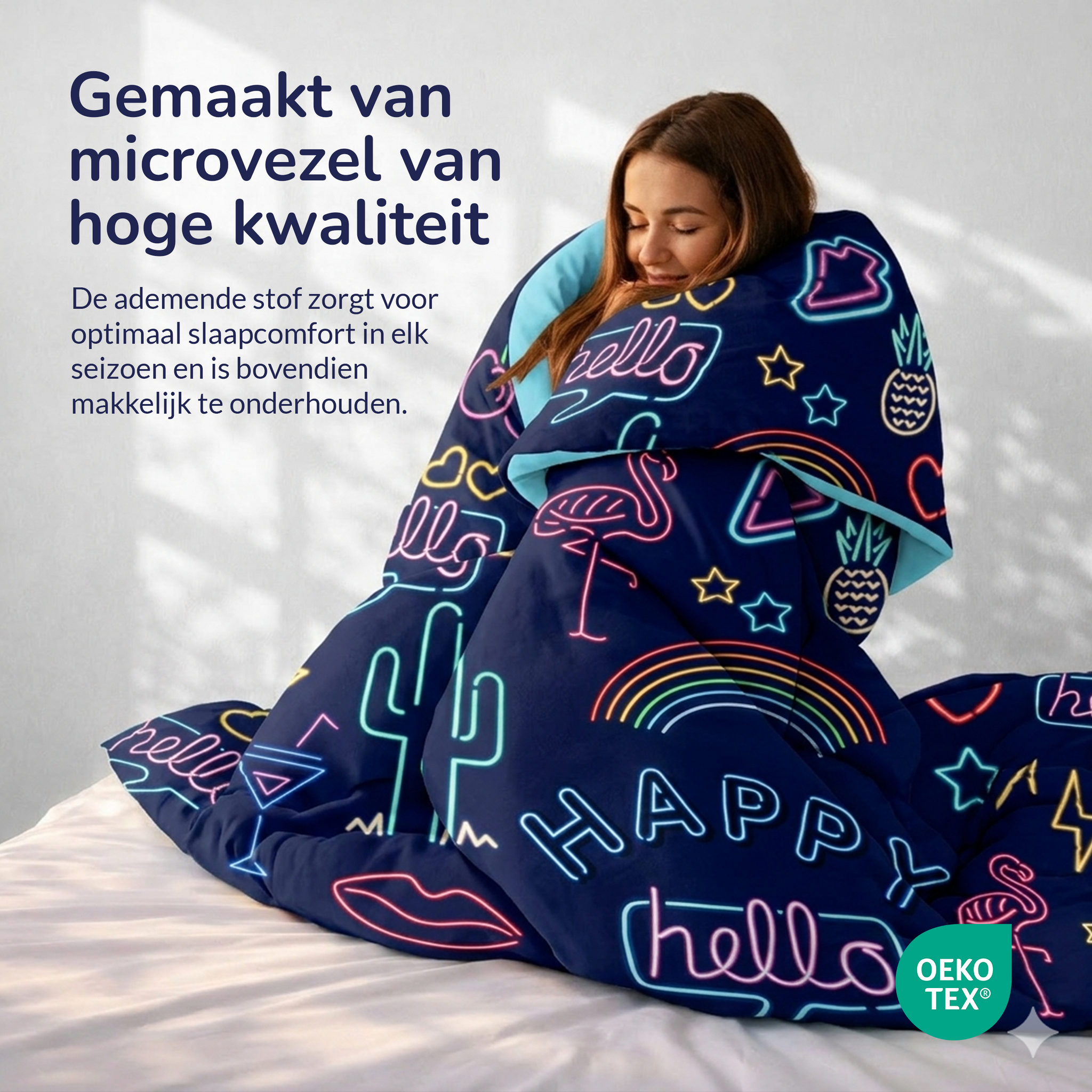 Decoware dekbedovertrek Neon Be Happy - microvezel