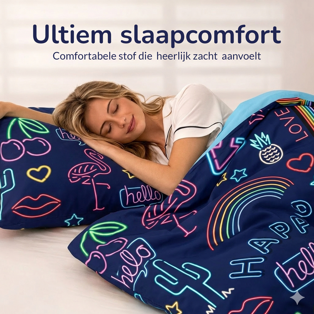 Decoware dekbedovertrek Neon Be Happy - microvezel