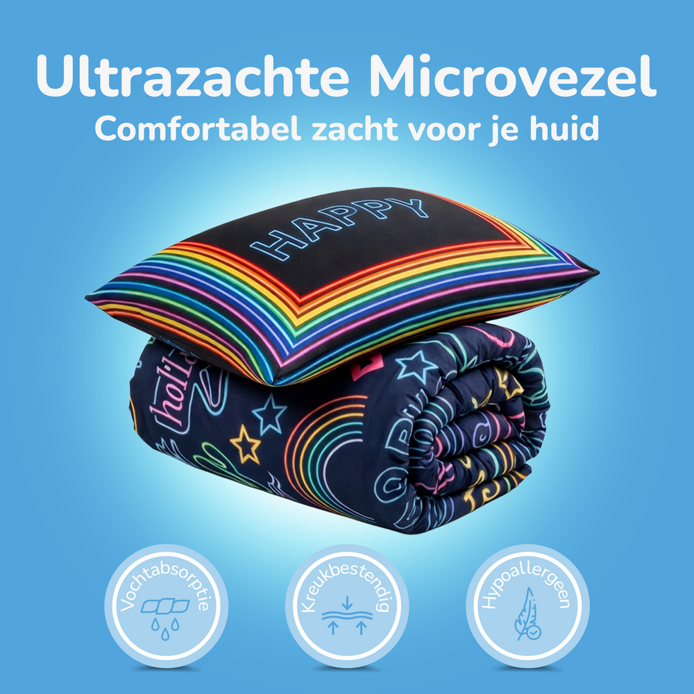 Decoware dekbedovertrek Neon Be Happy - microvezel