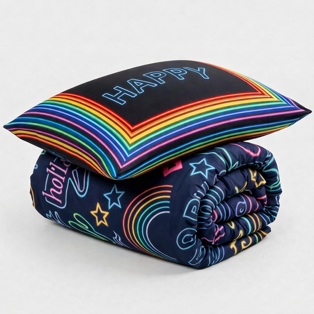 Decoware dekbedovertrek Neon Be Happy - microvezel
