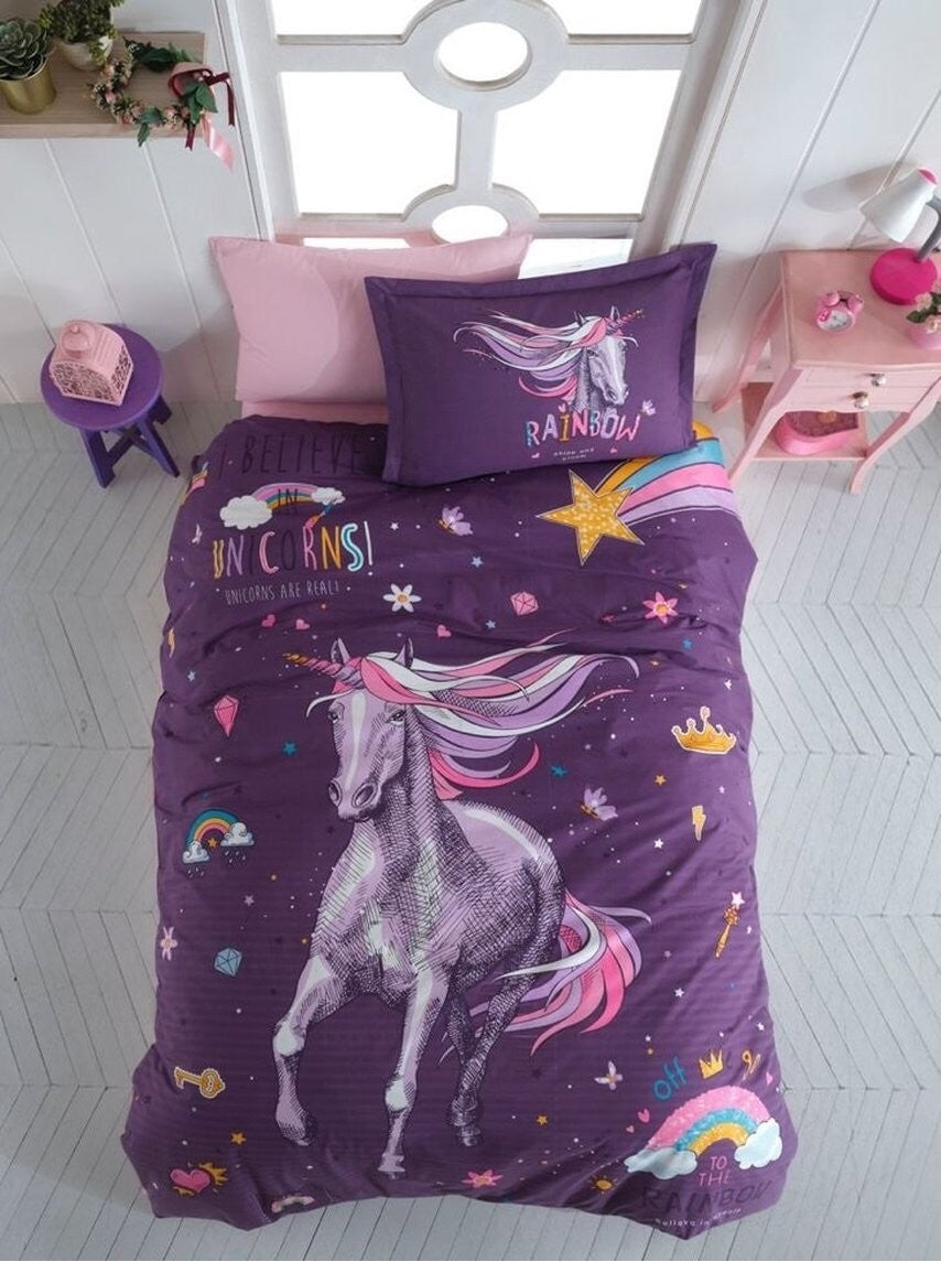 Decoware dekbedovertrek Rainbow unicorn - katoen - 1-persoons