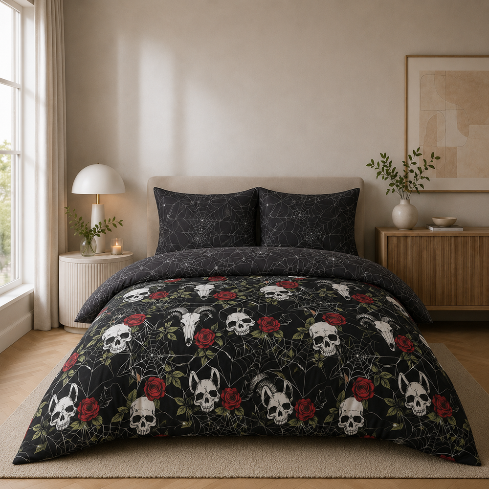 Decoware dekbedovertrek Skulls & Roses - microvezel