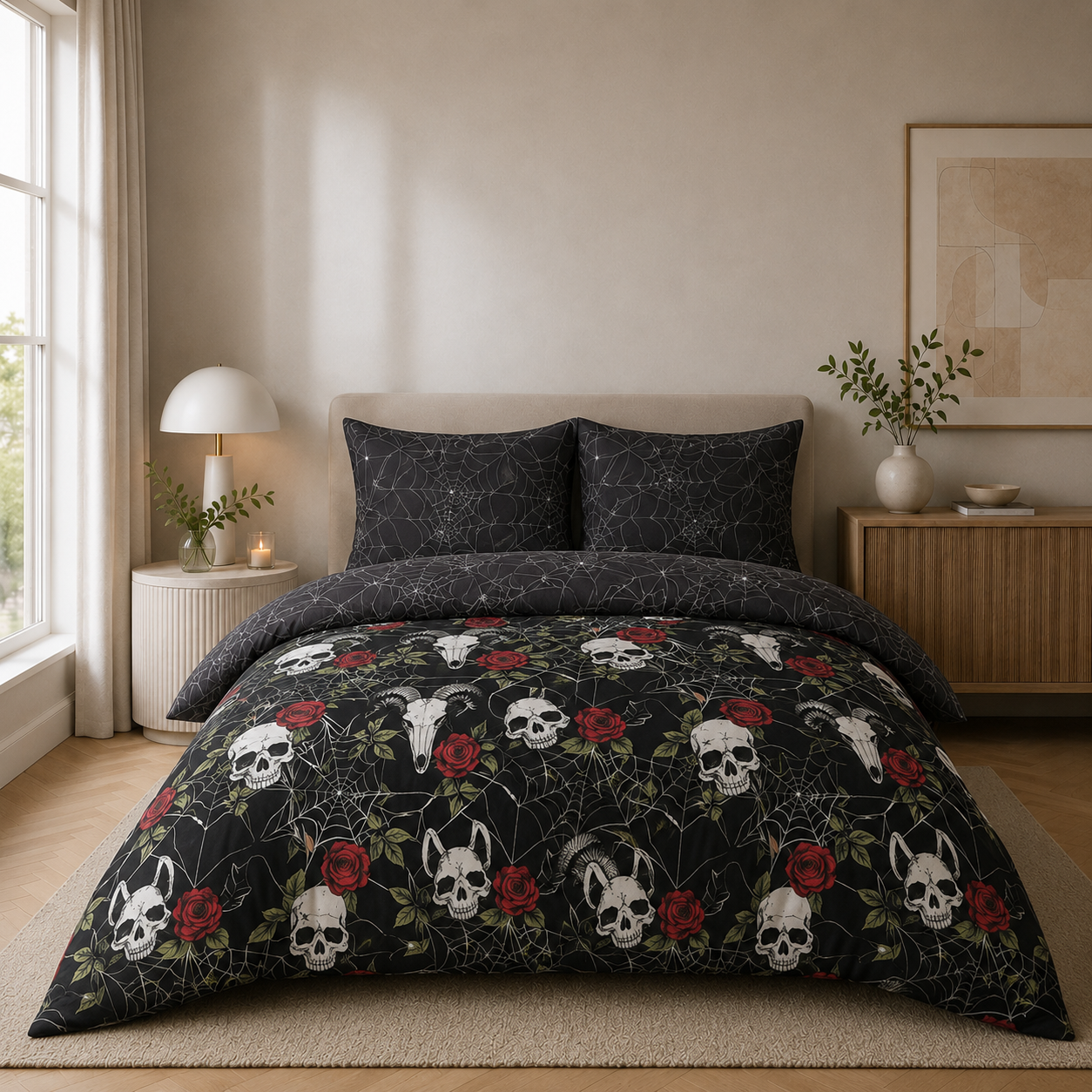 Decoware dekbedovertrek Skulls & Roses - microvezel