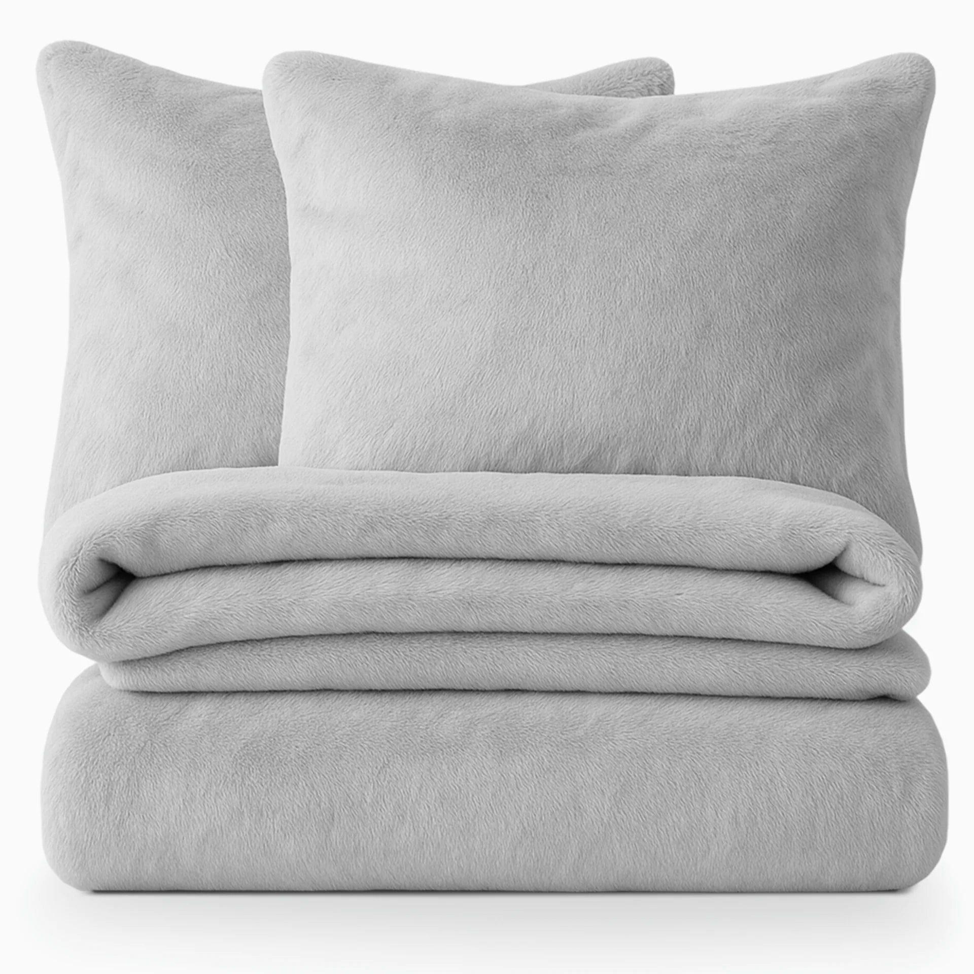 Teddy fleece dekbedovertrek - grijs - 2 kanten teddy