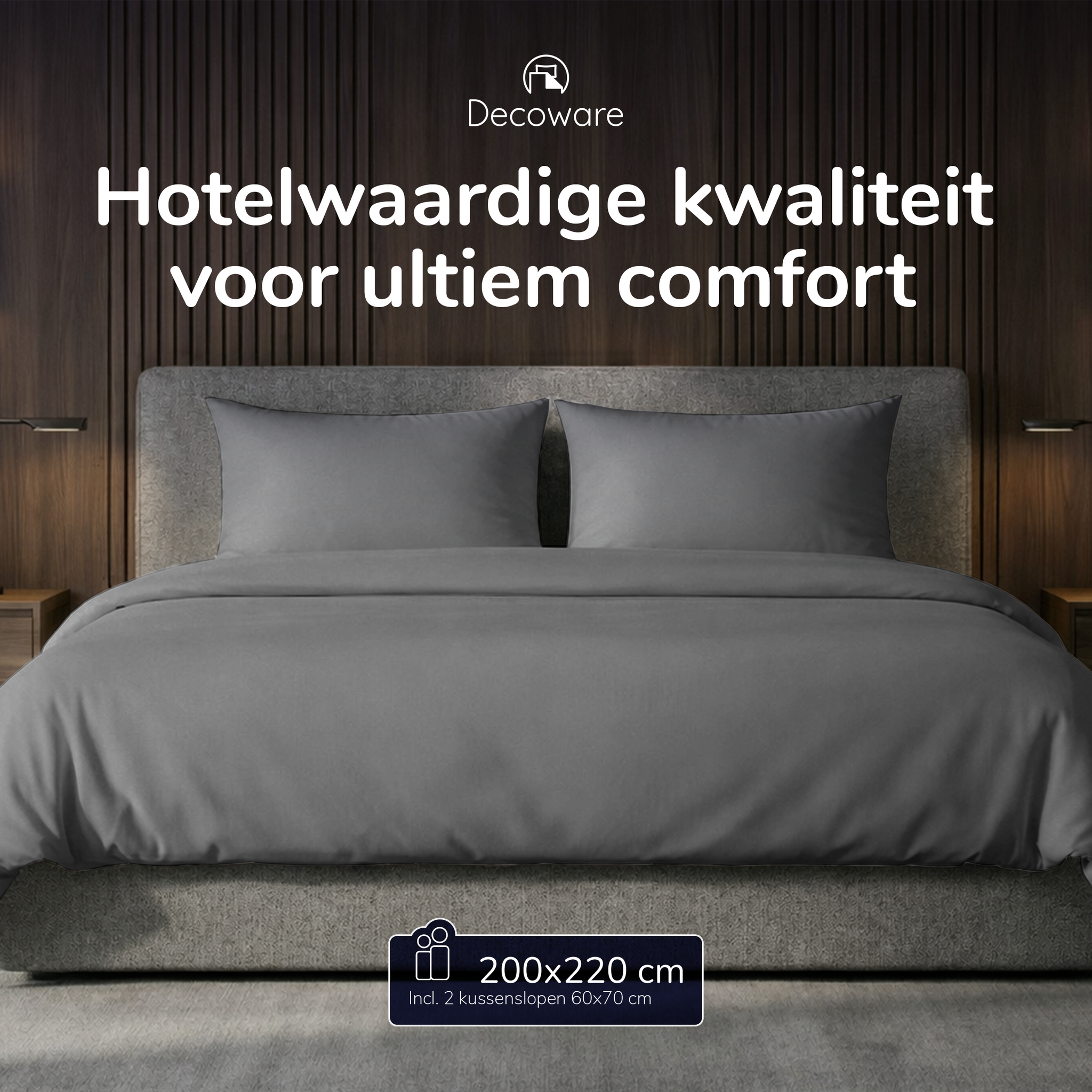 Decoware dekbedovertrek Uni - Antraciet - Katoen