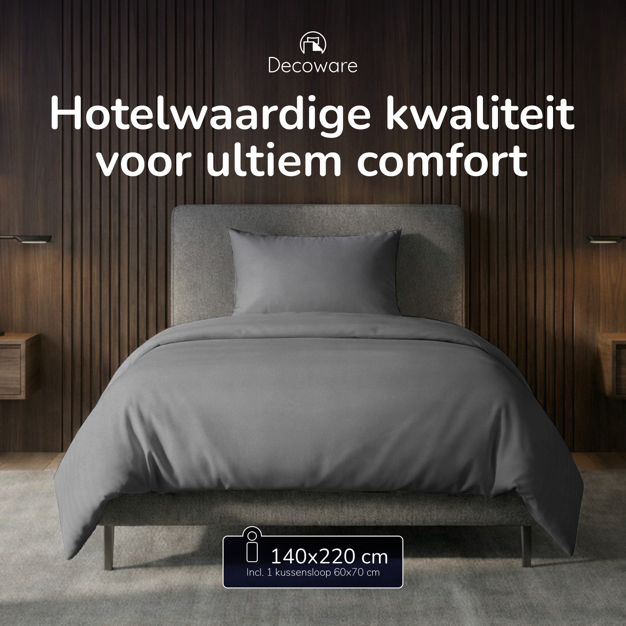 Decoware dekbedovertrek Uni - Antraciet - Katoen