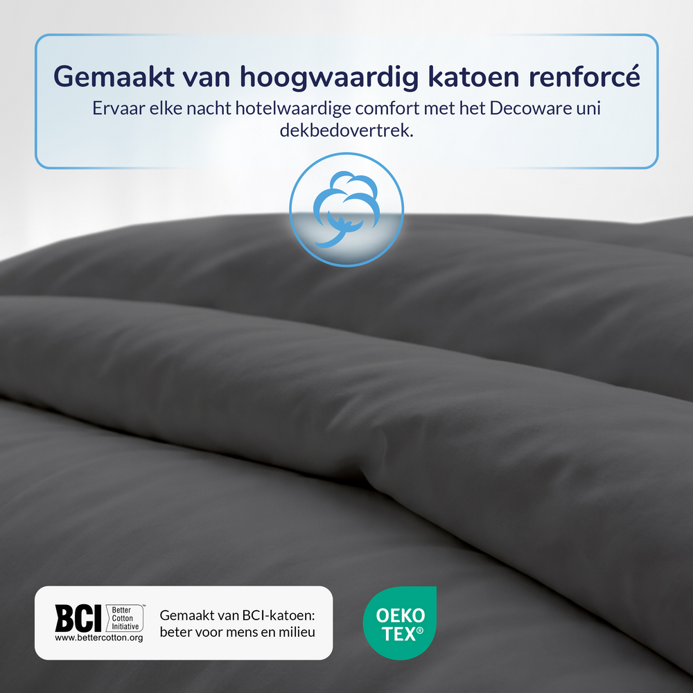 Decoware dekbedovertrek uni - antraciet - katoen