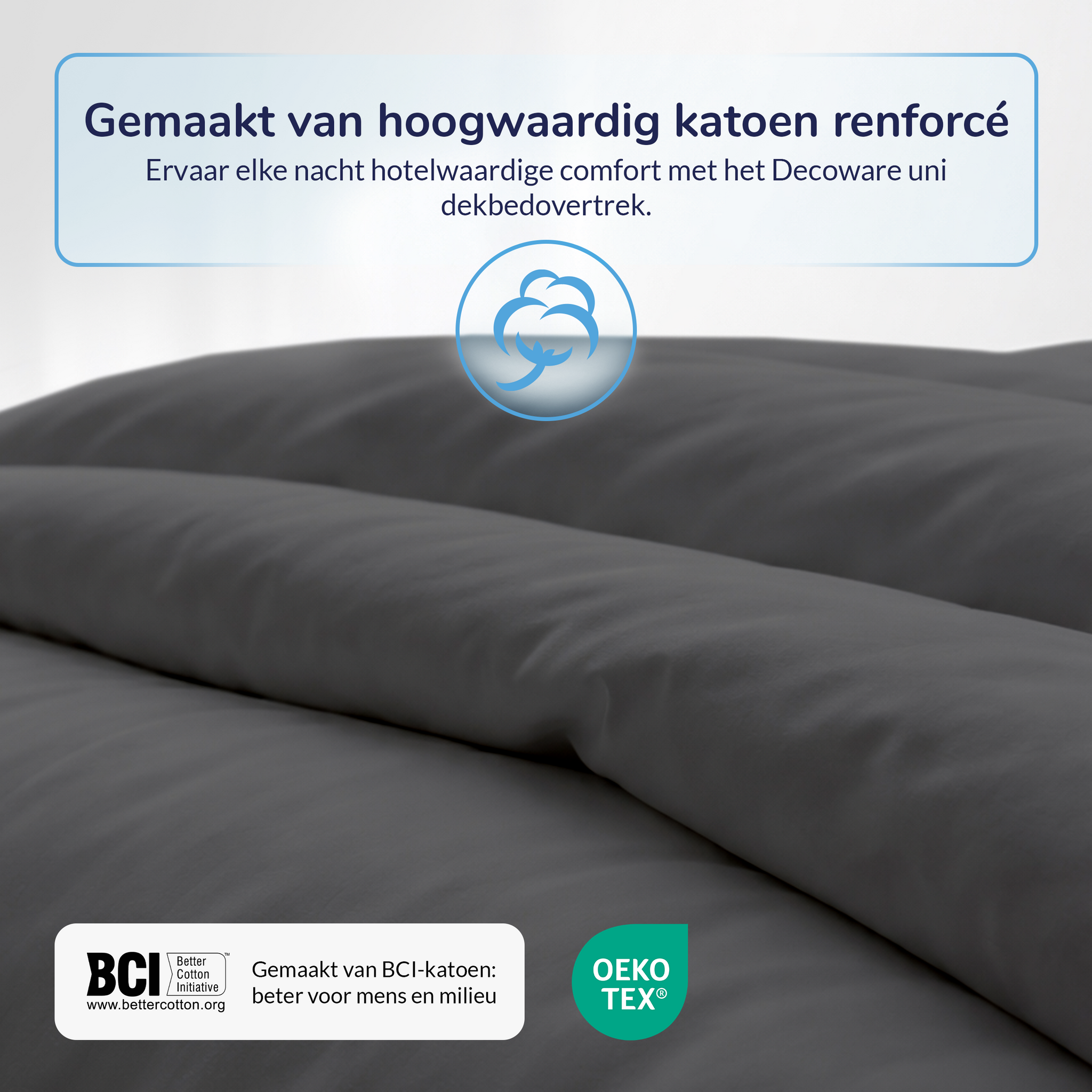 Decoware dekbedovertrek Uni - Antraciet - Katoen