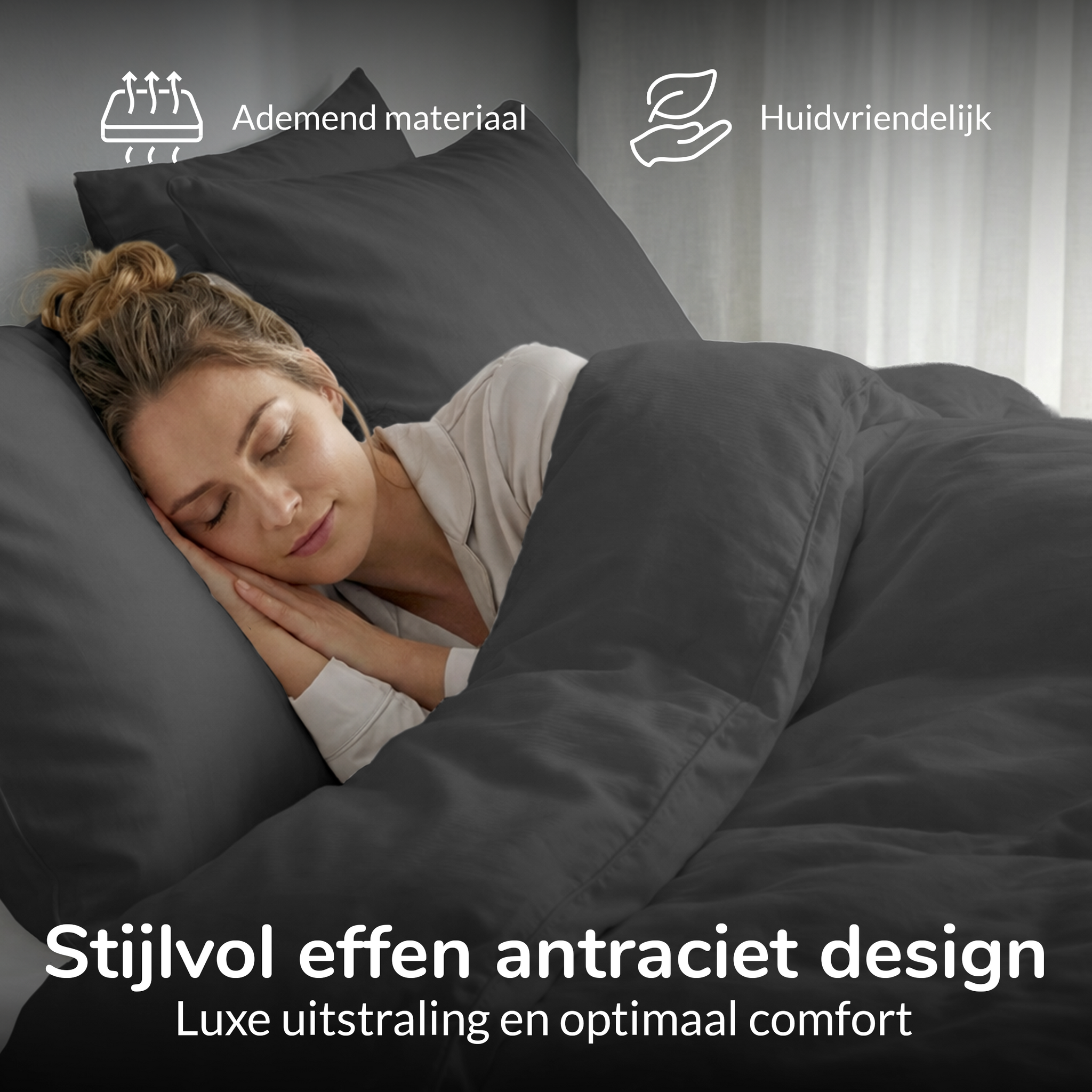 Decoware dekbedovertrek Uni - Antraciet - Katoen