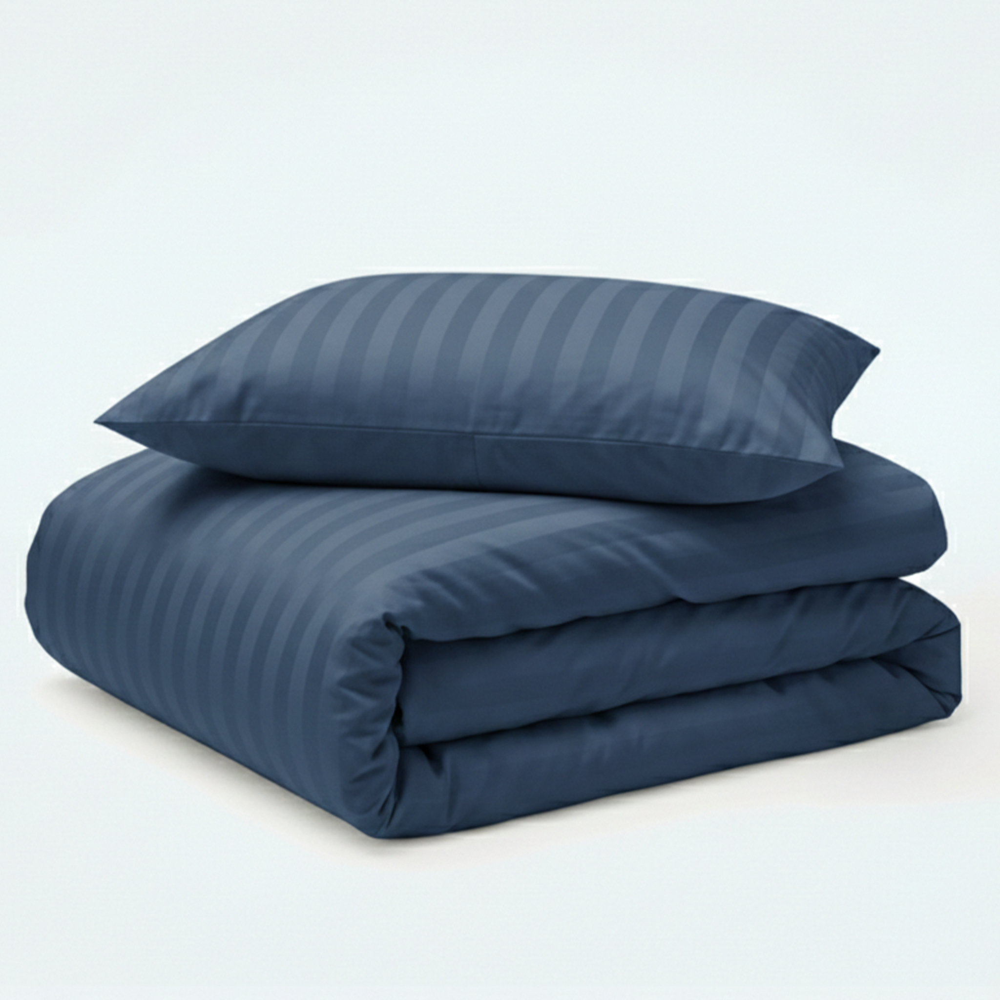 Decoware ledikant dekbedovertrek Hotelstreep - Blauw - Katoensatijn - 100x135 + 40x60 cm