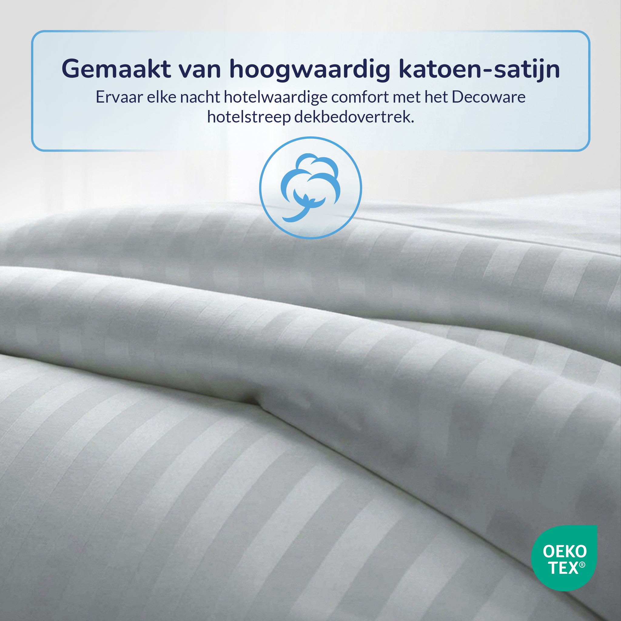 Decoware ledikant dekbedovertrek Hotelstreep - Grijs - Katoensatijn - 100x135 + 40x60 cm