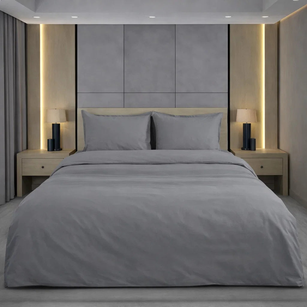 Decoware dekbedovertrek uni - grijs - katoensatijn