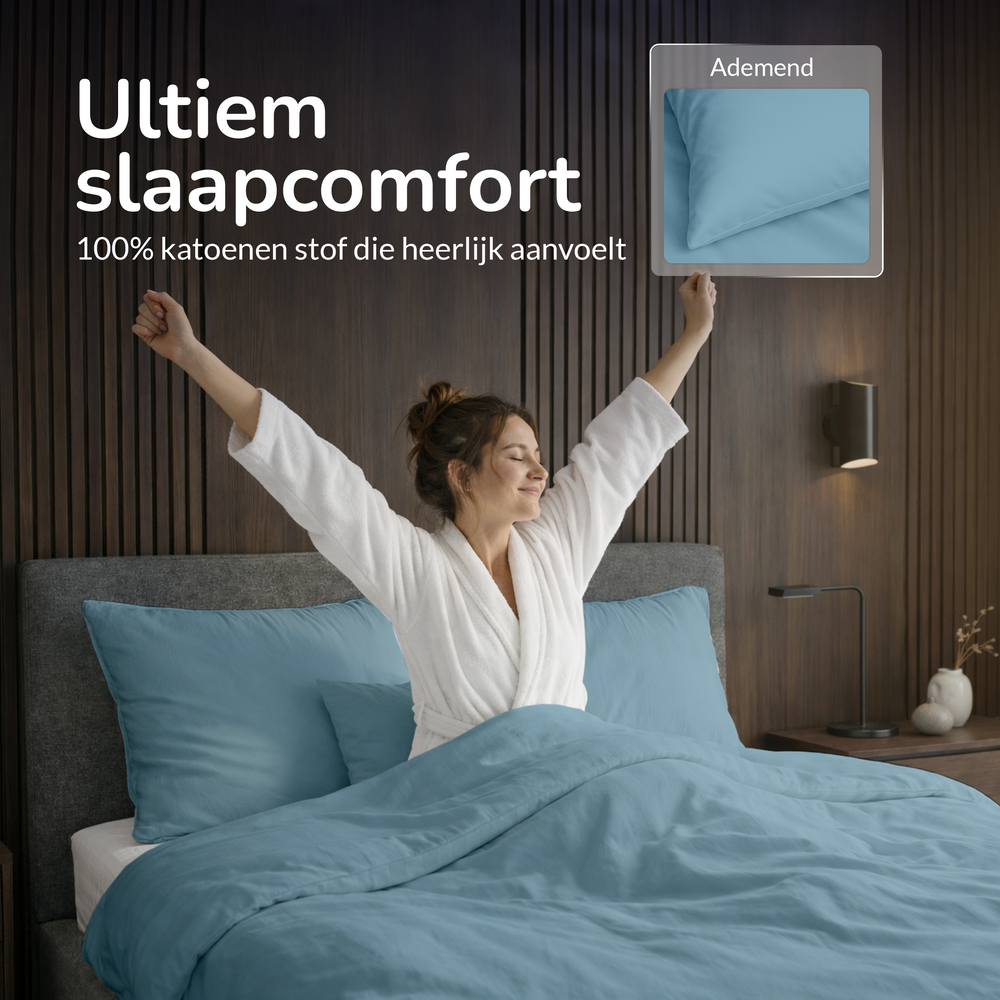 Decoware dekbedovertrek uni - blauw - katoen