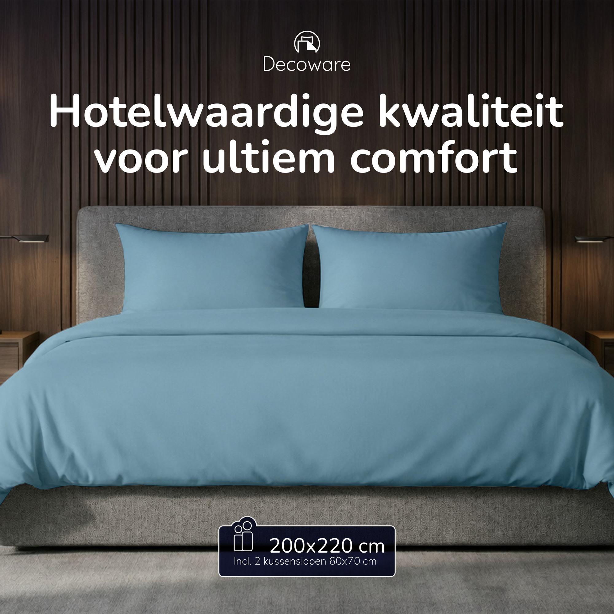 Decoware dekbedovertrek uni - Katoen - Blauw