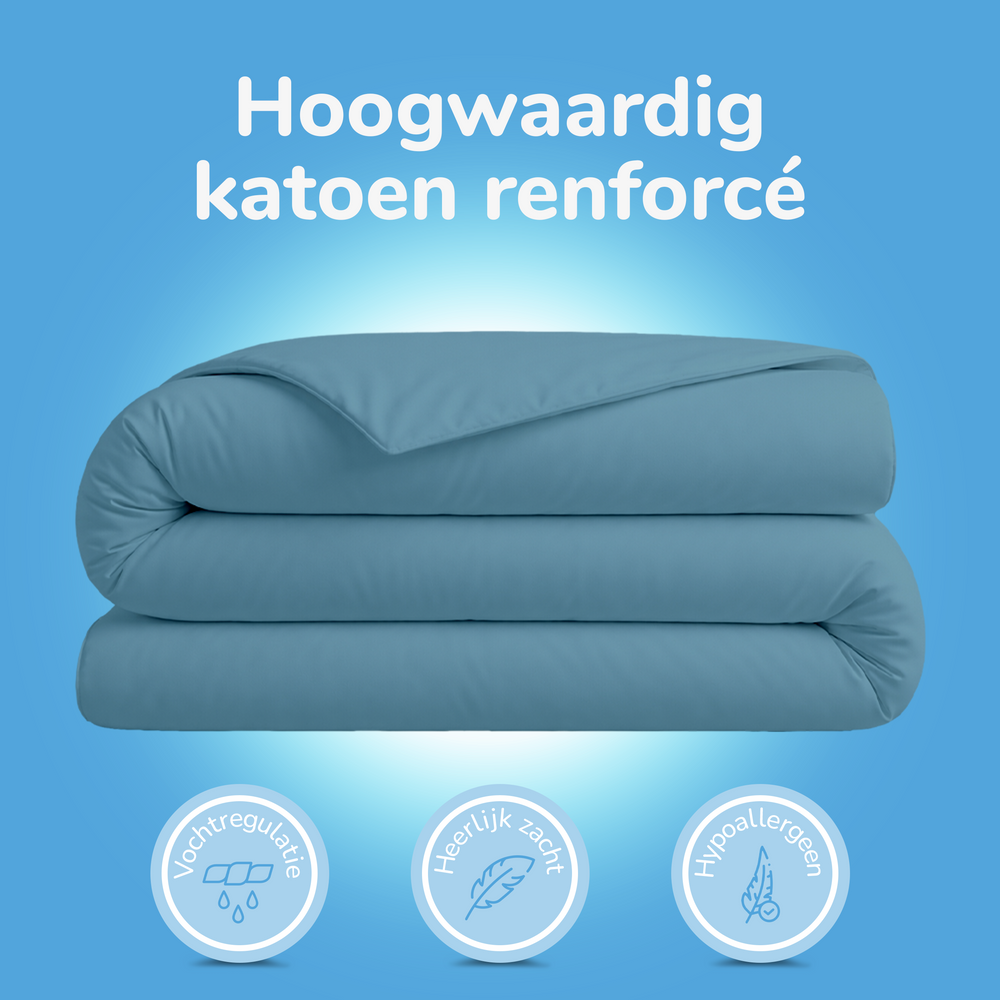 Decoware dekbedovertrek uni - blauw - katoen