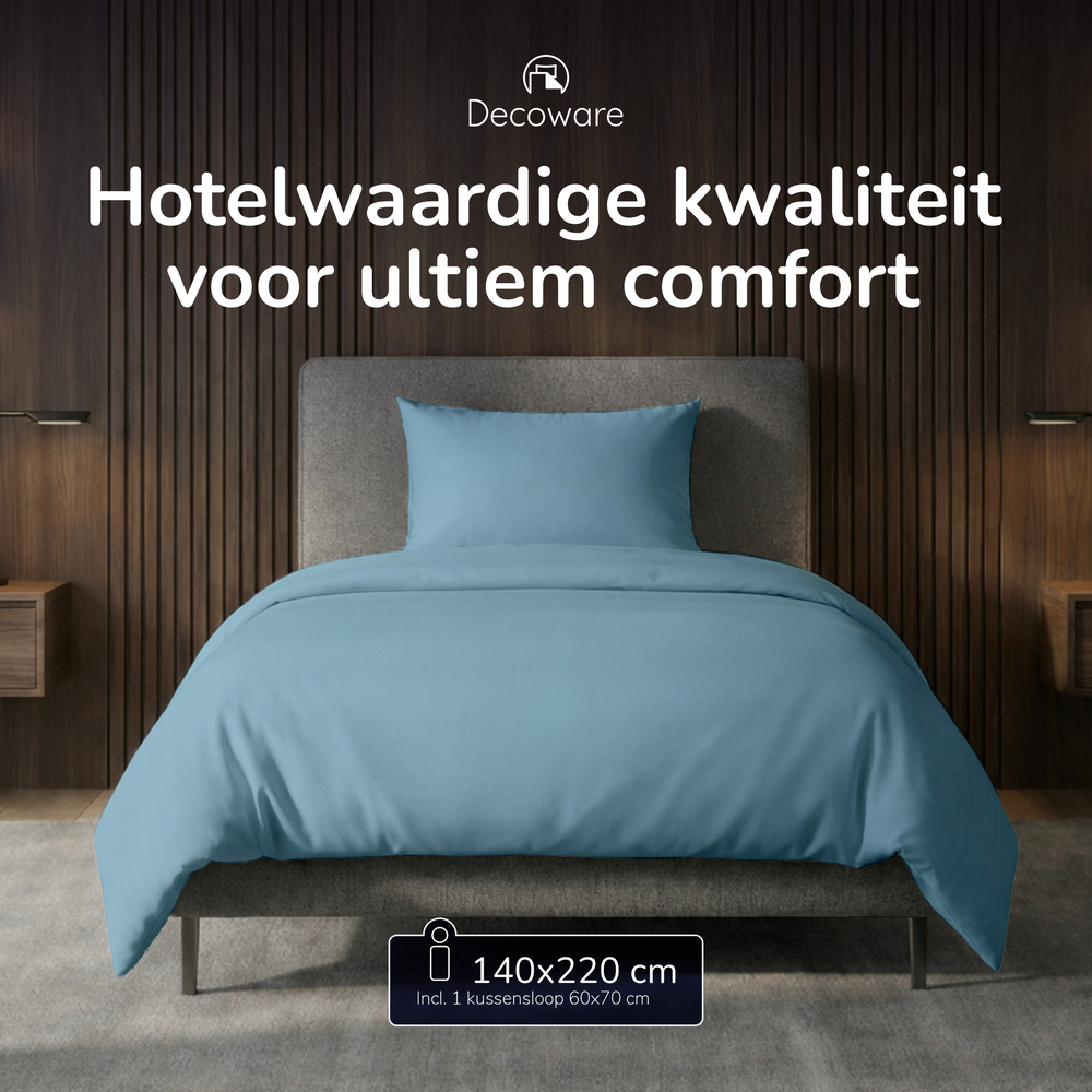 Decoware dekbedovertrek uni - blauw - katoen