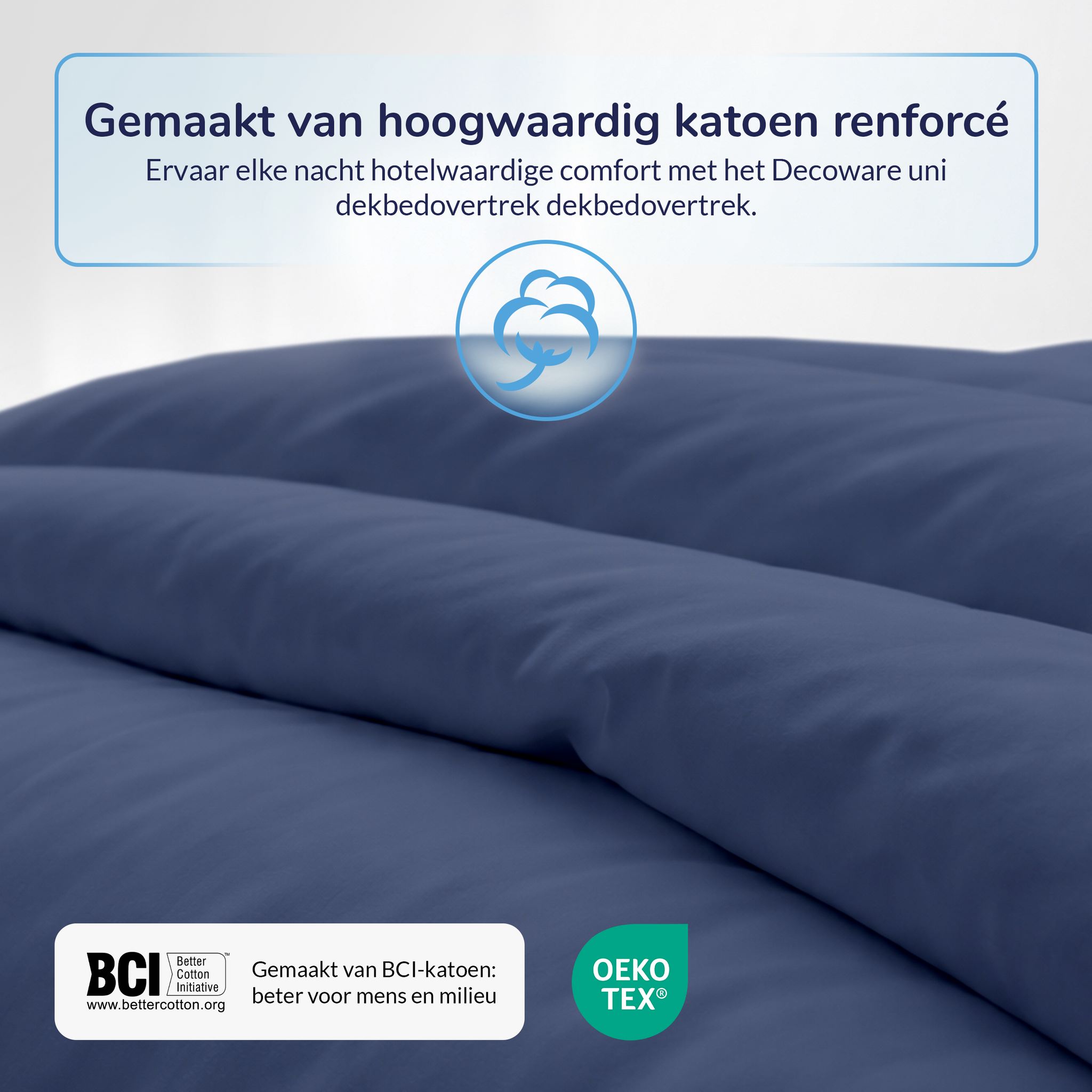 Decoware dekbedovertrek uni - Donkerblauw - Katoen