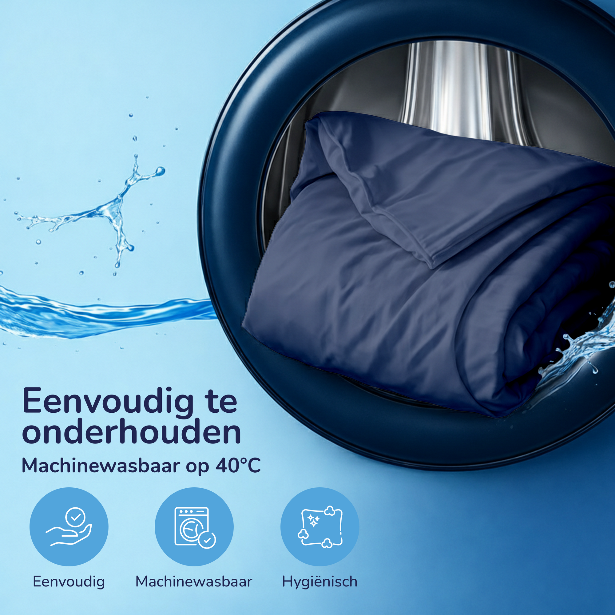 Decoware dekbedovertrek uni - Donkerblauw - Katoen