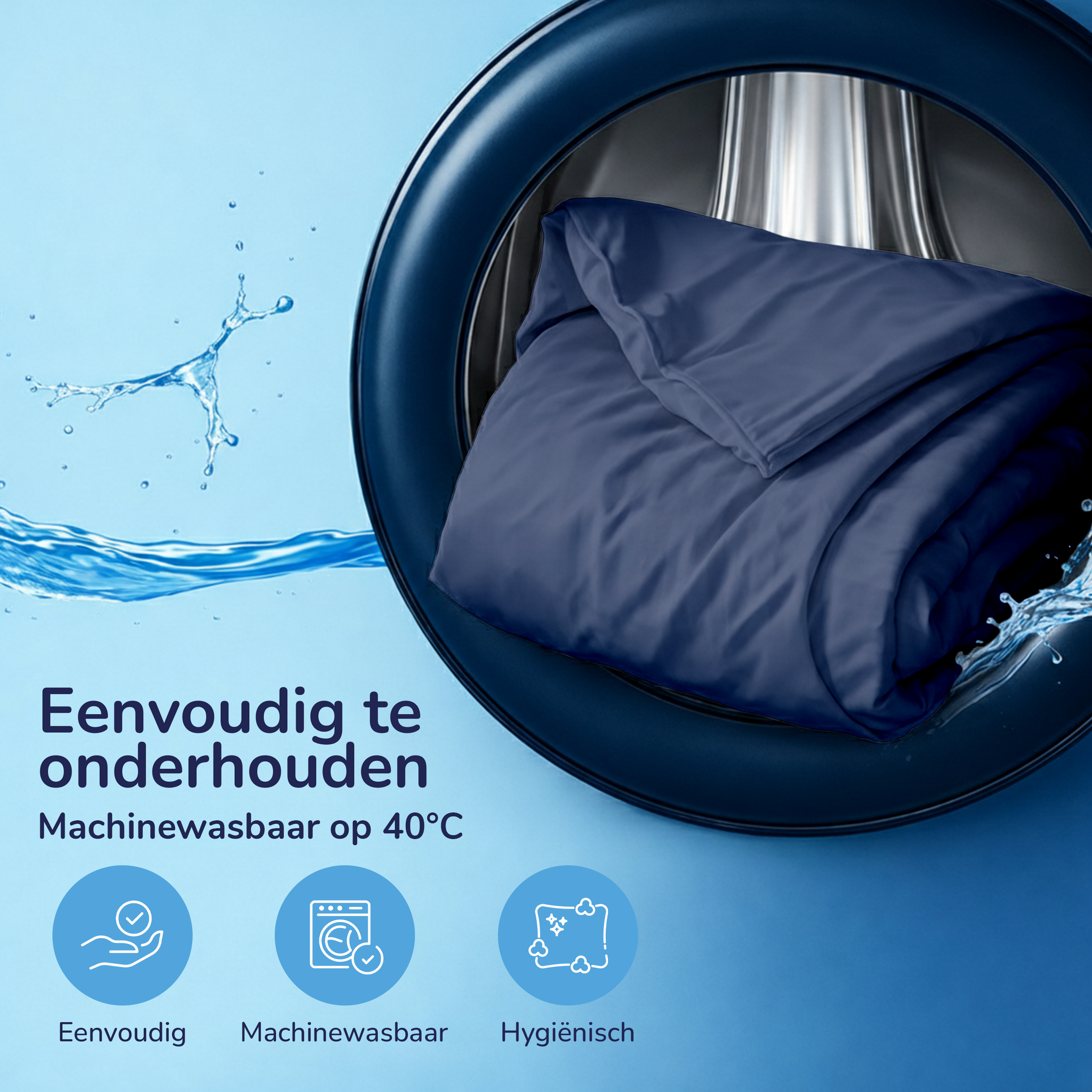 Decoware dekbedovertrek uni - Donkerblauw - Katoen