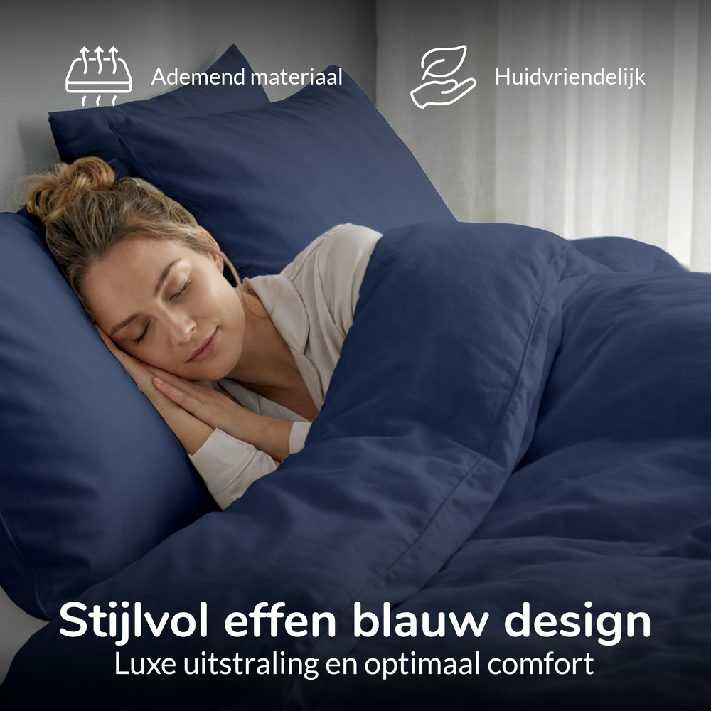 Decoware dekbedovertrek uni - donkerblauw - katoen