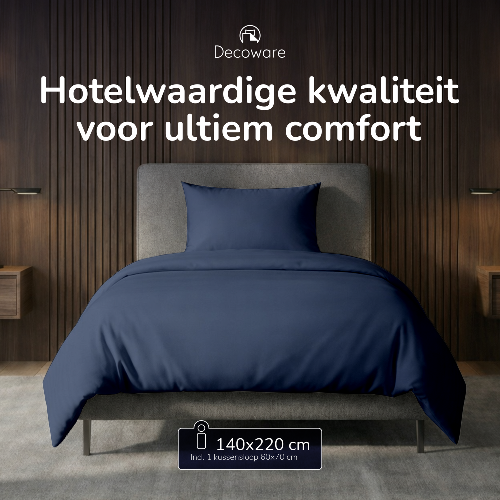 Decoware dekbedovertrek uni - Donkerblauw - Katoen