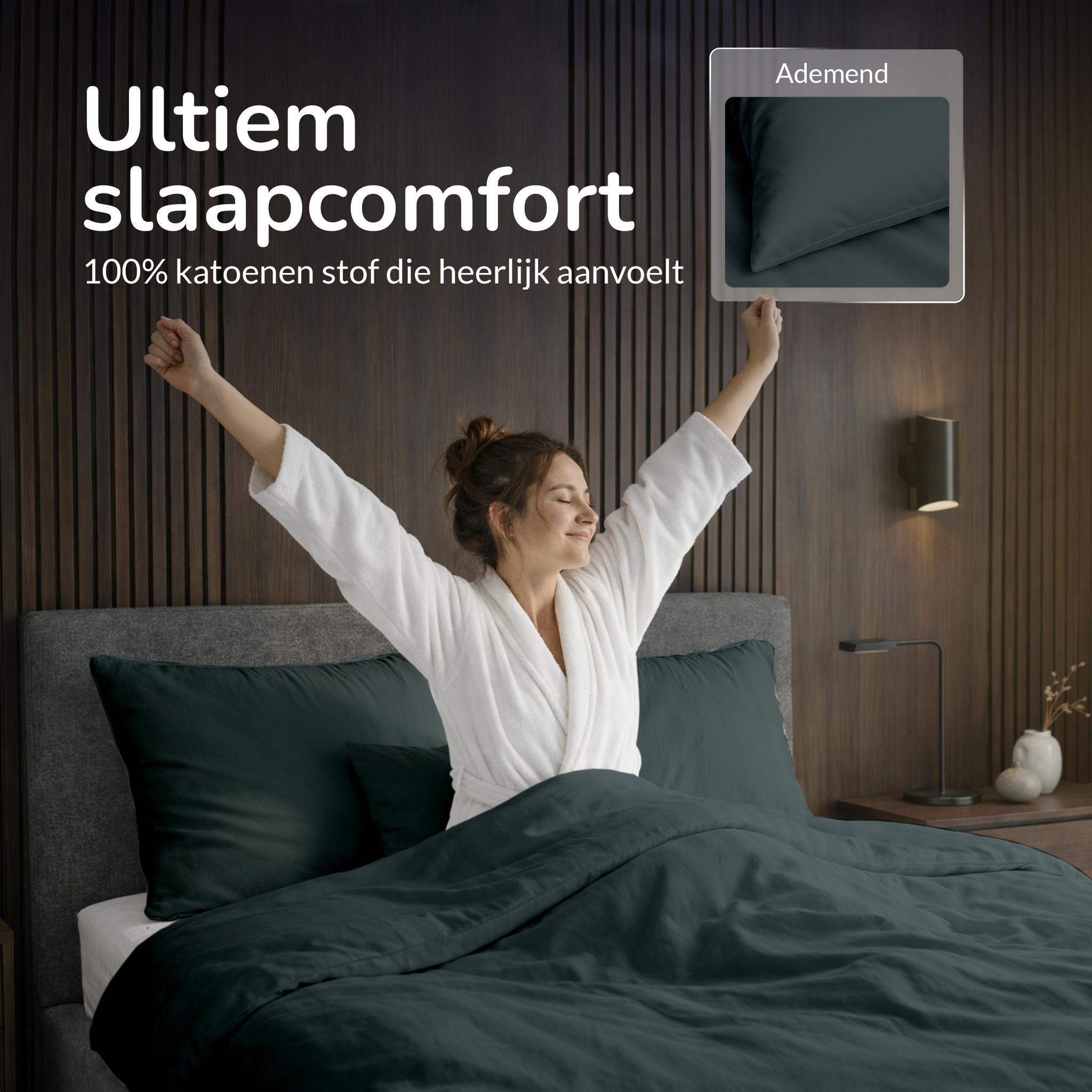Decoware dekbedovertrek uni - donkergroen - katoen