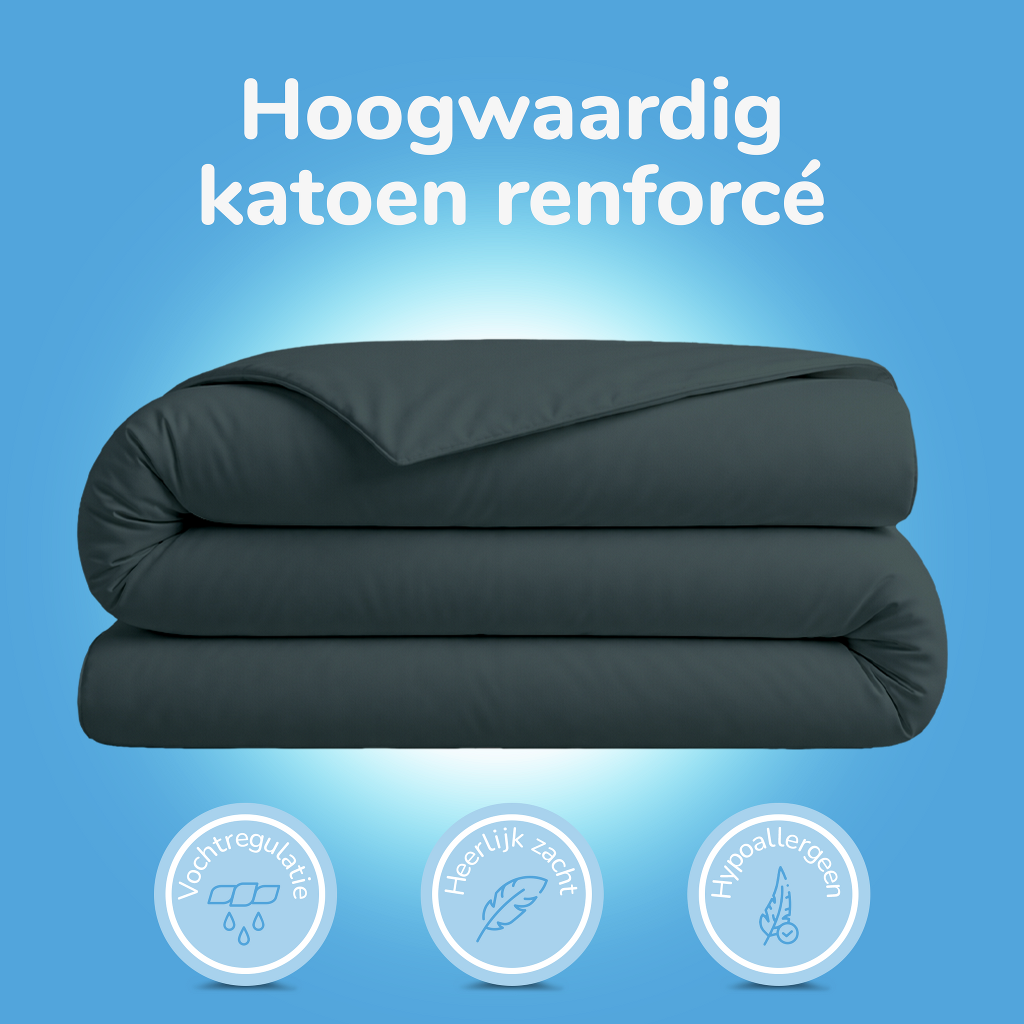 Decoware dekbedovertrek uni - donkergroen - katoen
