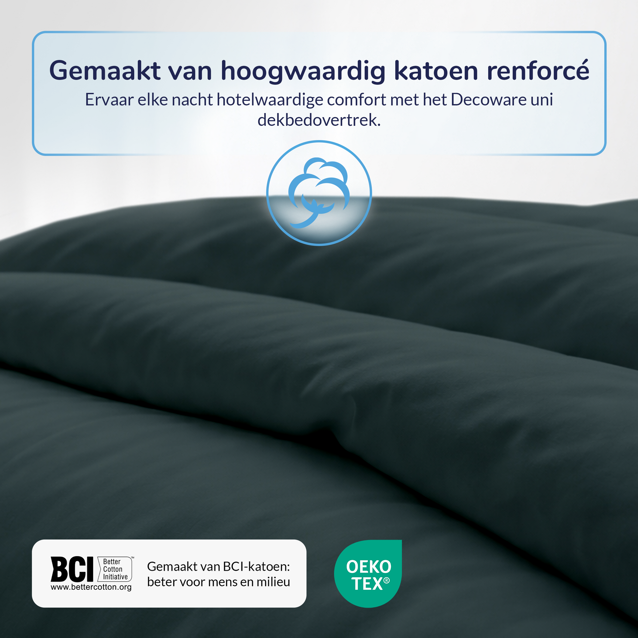 Decoware dekbedovertrek uni - donkergroen - katoen