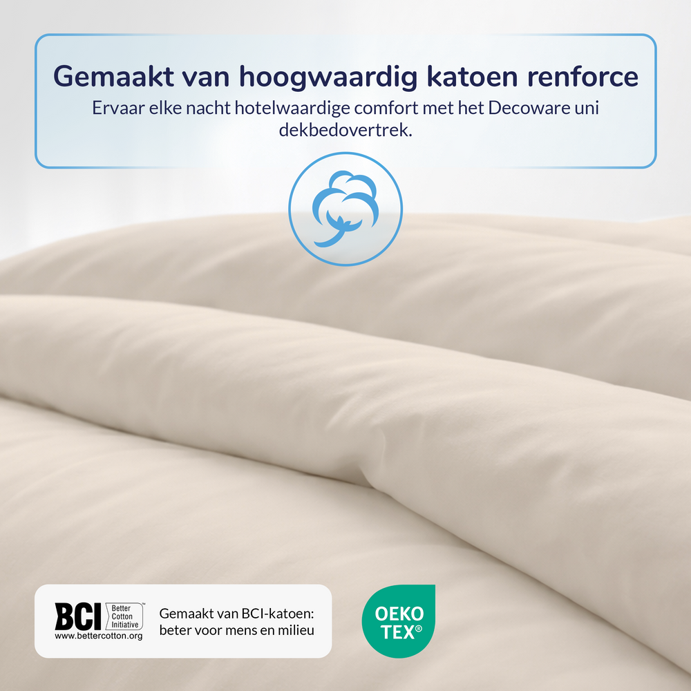 Decoware dekbedovertrek uni - licht zand - katoen