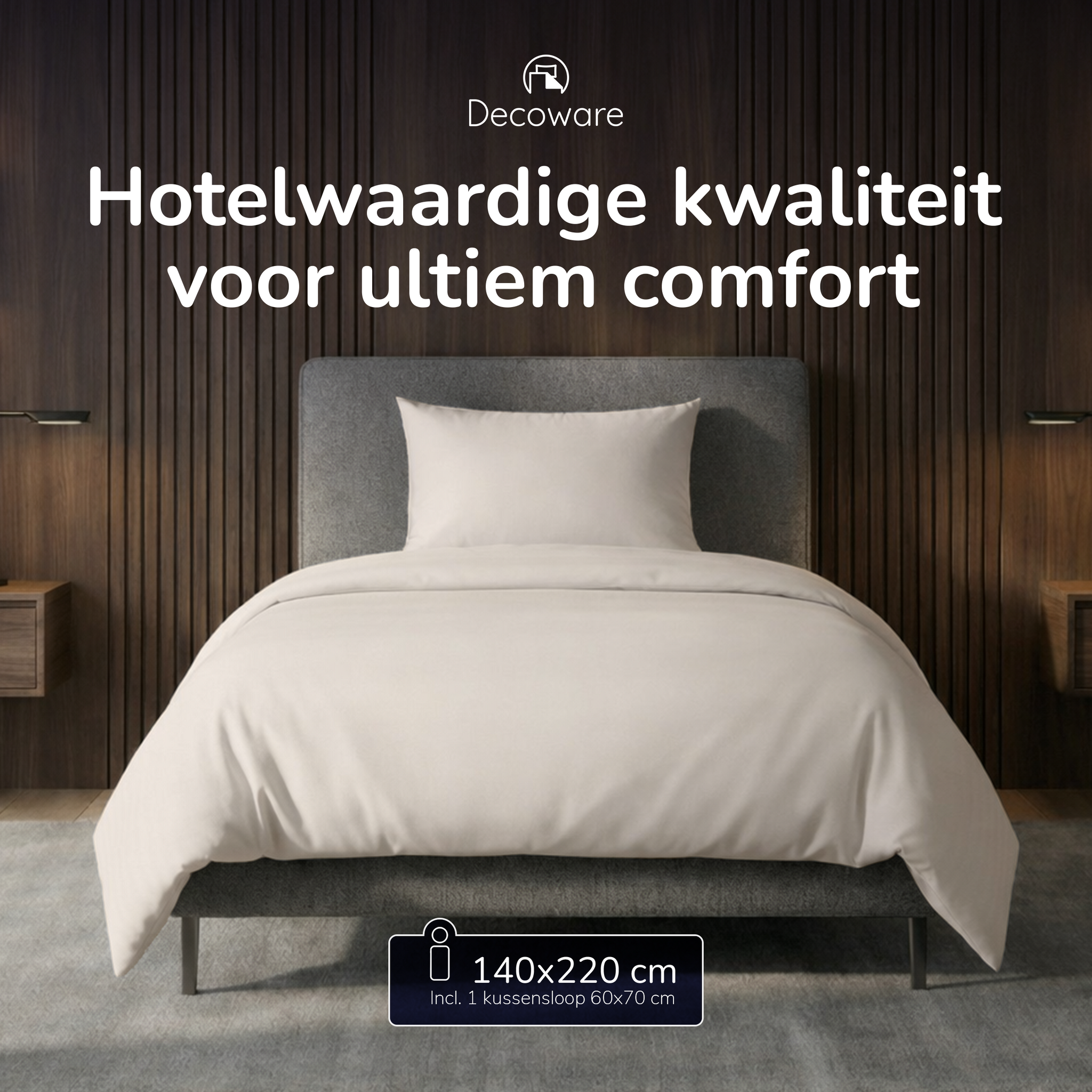 Decoware dekbedovertrek uni - Licht zand - Katoen