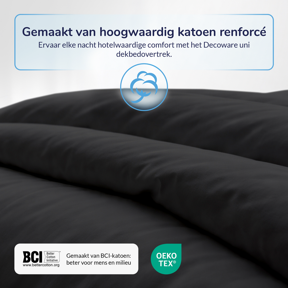 Decoware dekbedovertrek uni - zwart - katoen