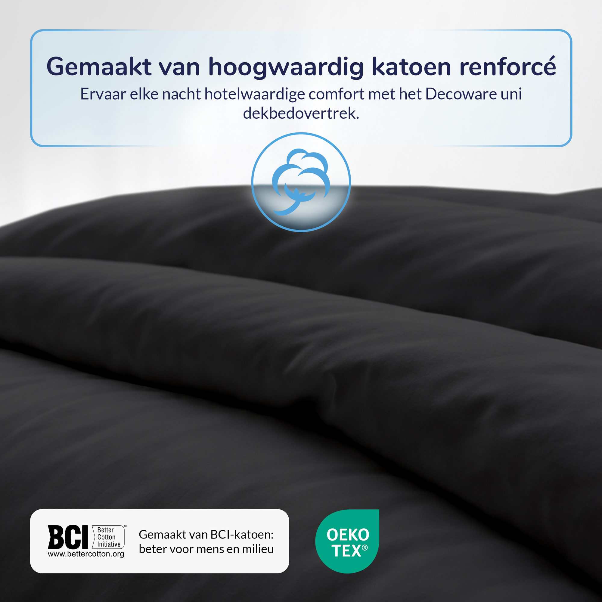 Decoware dekbedovertrek uni - Zwart - Katoen