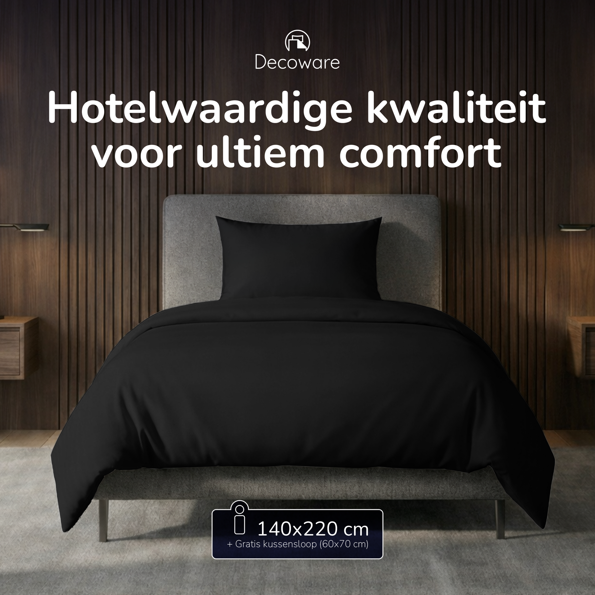 Decoware dekbedovertrek uni - Zwart - Katoen