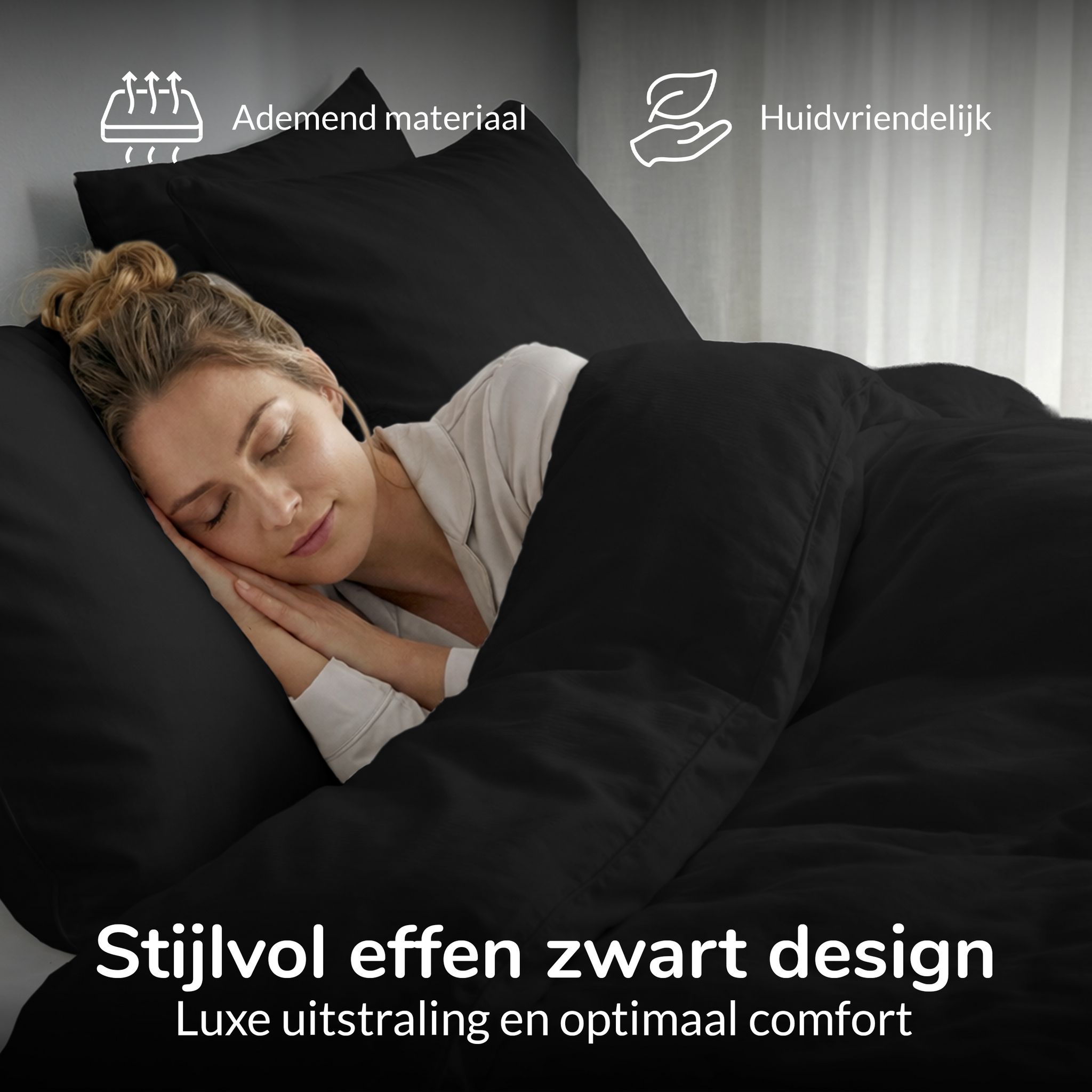 Decoware dekbedovertrek uni - Zwart - Katoen