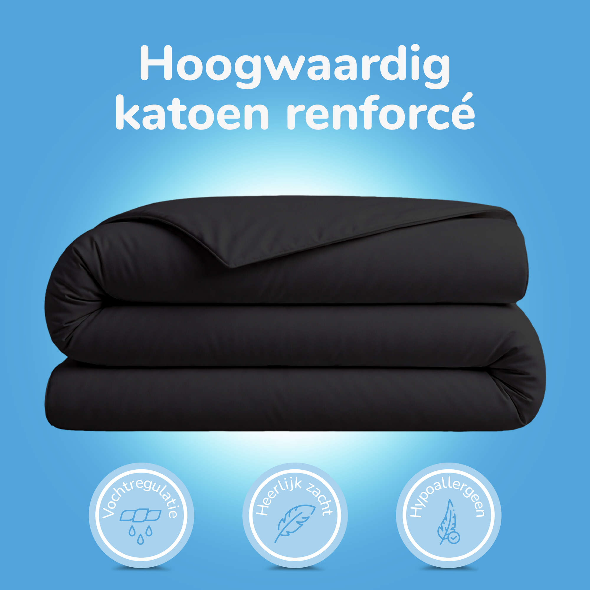 Decoware dekbedovertrek uni - Zwart - Katoen