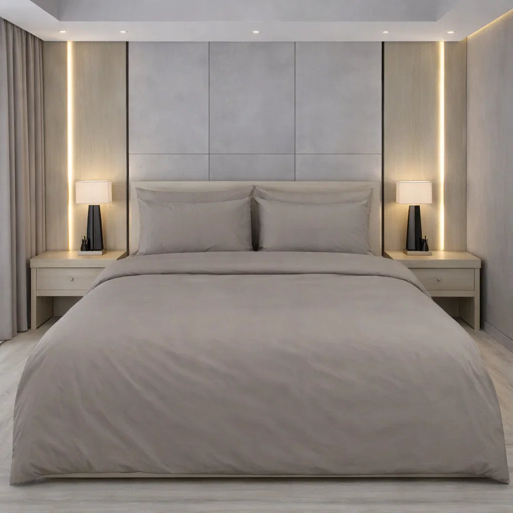 Decoware dekbedovertrek uni - warm stone - katoensatijn