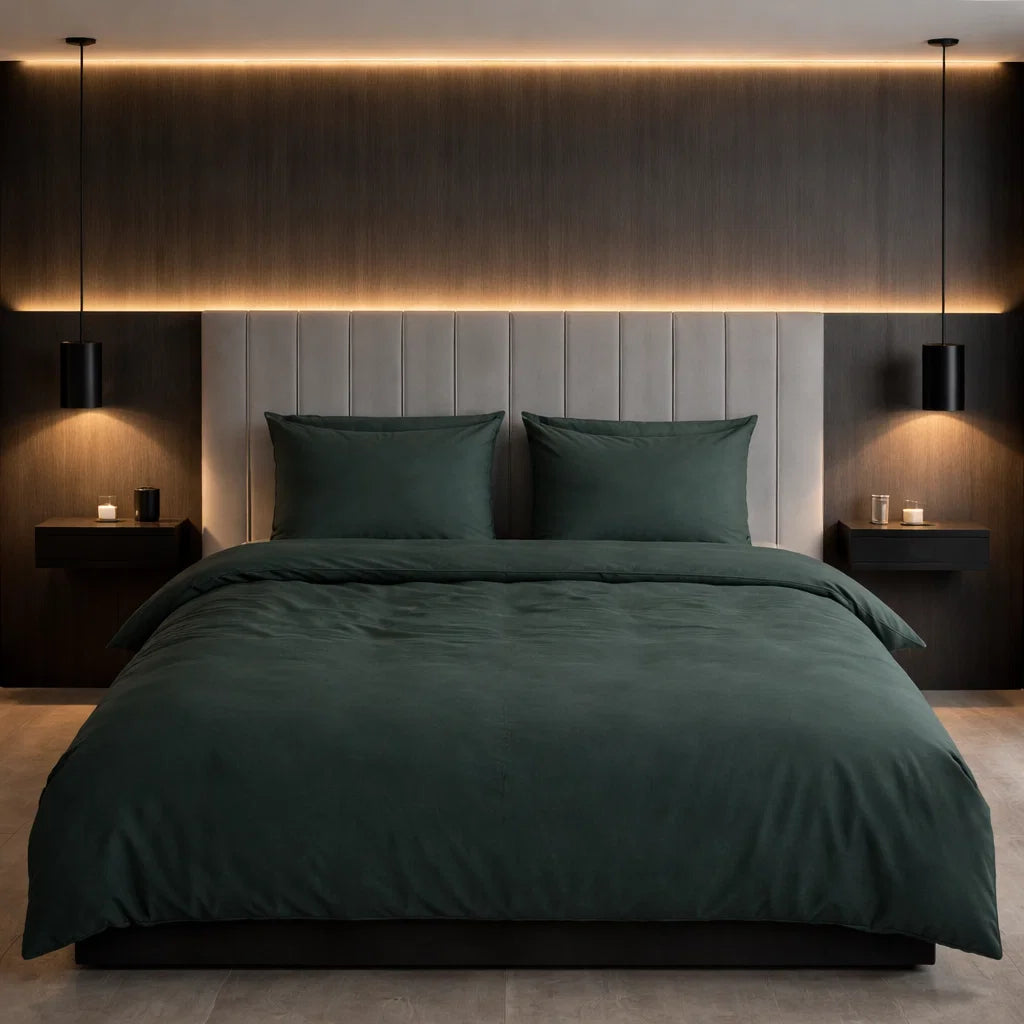 Decoware dekbedovertrek uni - Donkergroen - Katoen