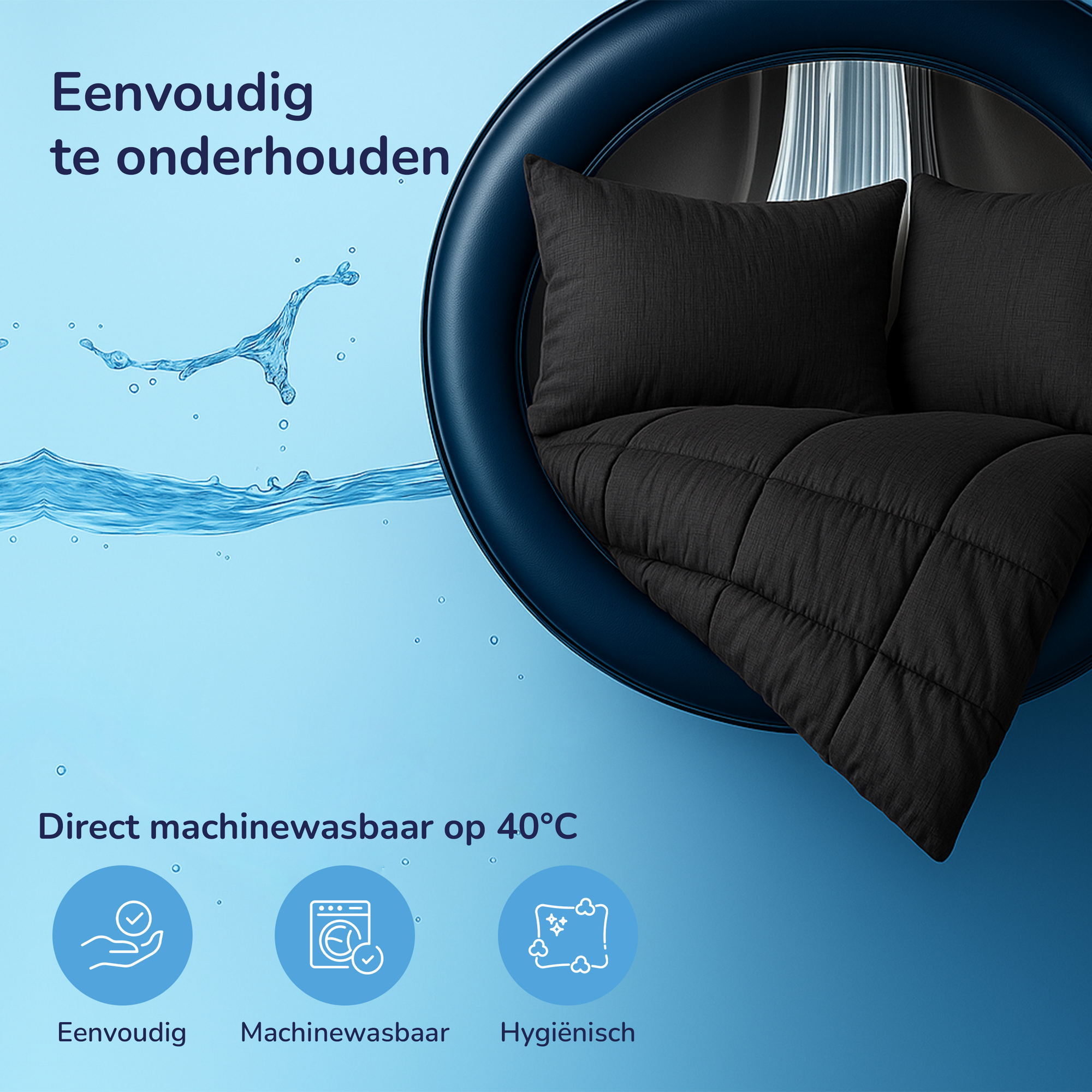 Decoware Easy dekbed zonder overtrek inclusief kussensloop - Mousseline - Antraciet