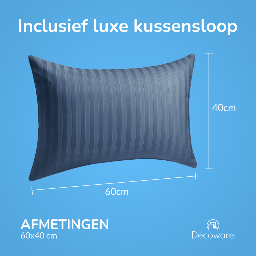 Decoware ledikant dekbedovertrek Hotelstreep - blauw - katoensatijn