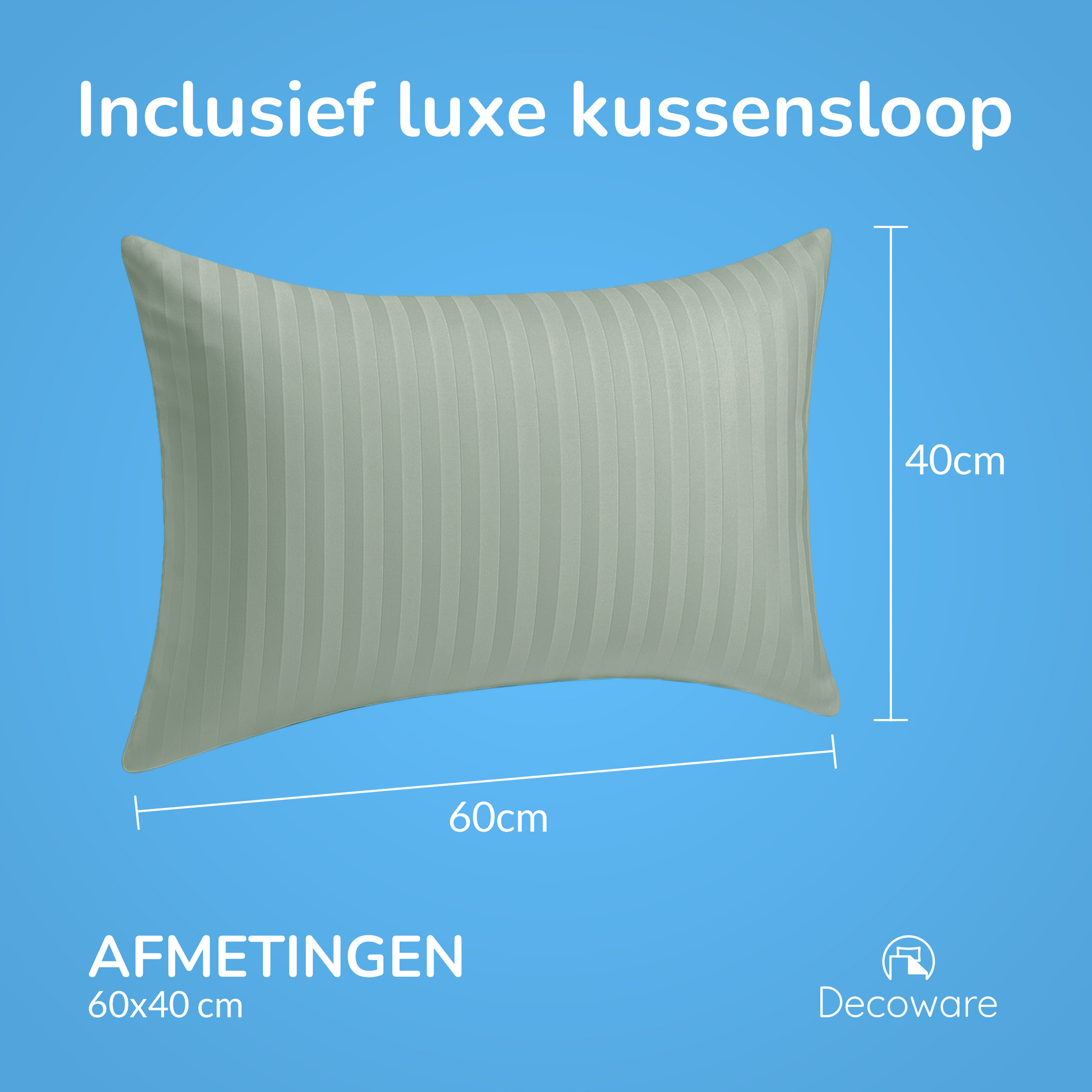 Decoware ledikant dekbedovertrek Hotelstreep - Lichtgroen - Katoensatijn - 100x135 + 40x60 cm