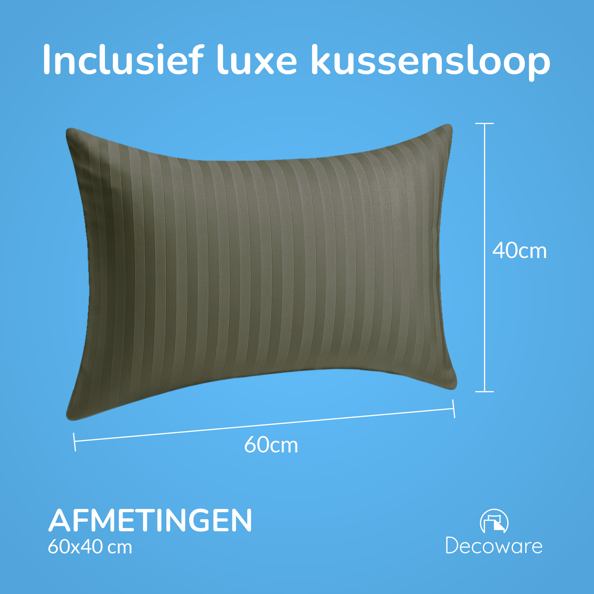 Decoware ledikant dekbedovertrek Hotelstreep - Groen - Katoensatijn - 100x135 + 40x60 cm