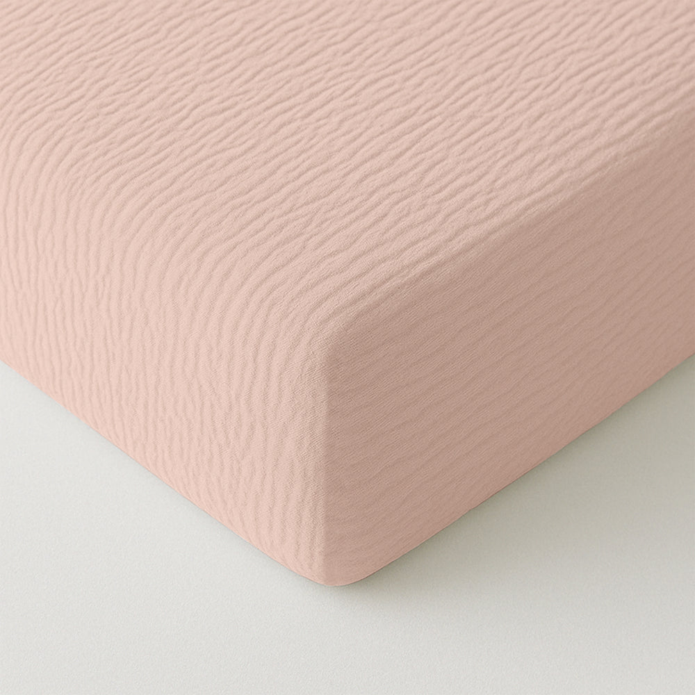 Mousseline hoeslaken - microvezel - roze