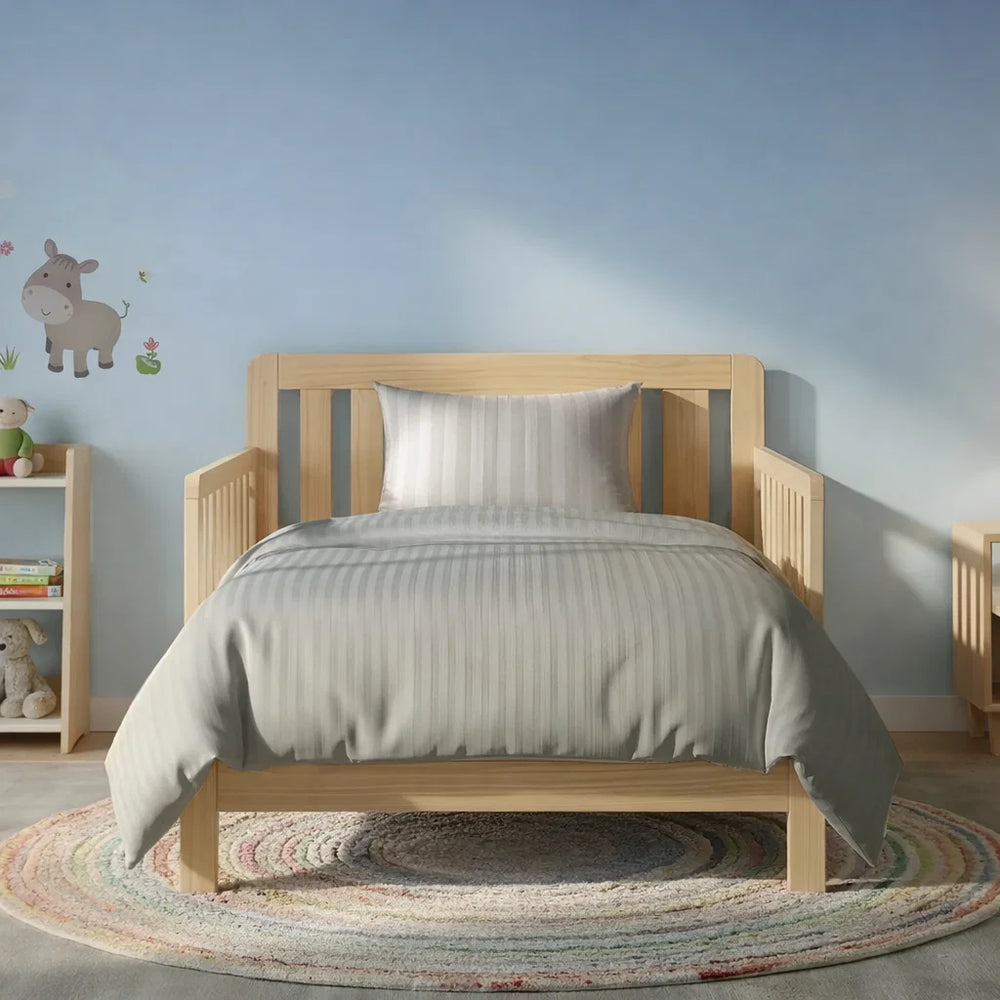 Decoware peuter dekbedovertrek Hotelstreep - grijs - katoensatijn