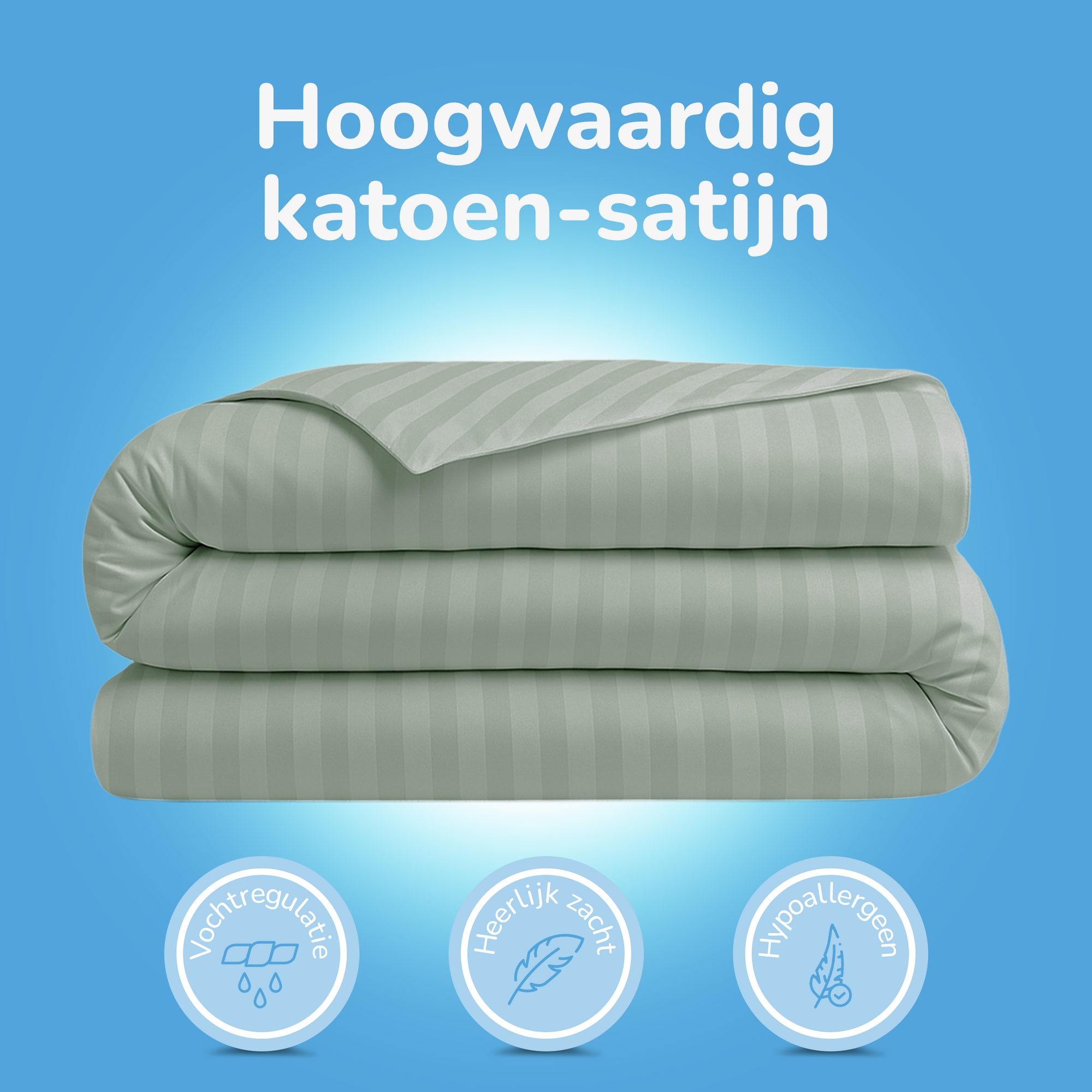 Decoware ledikant dekbedovertrek Hotelstreep - Lichtgroen - Katoensatijn - 100x135 + 40x60 cm