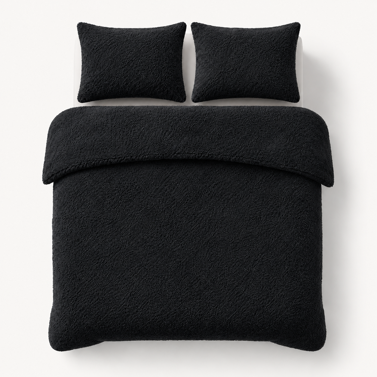 Teddy fleece dekbedovertrek - Zwart - Dubbelzijdig Teddy