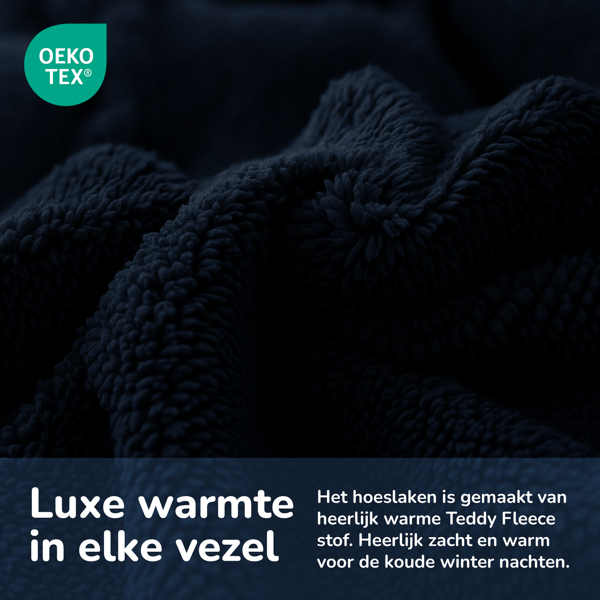 Teddy fleece hoeslaken - navy