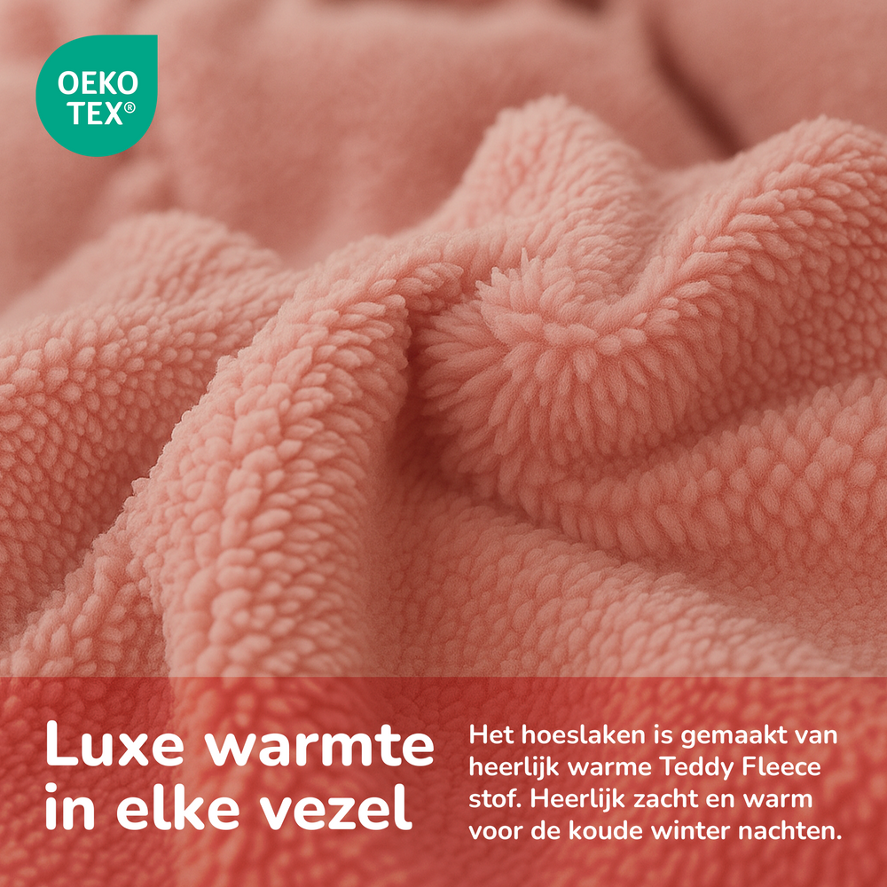 Teddy fleece hoeslaken - roze