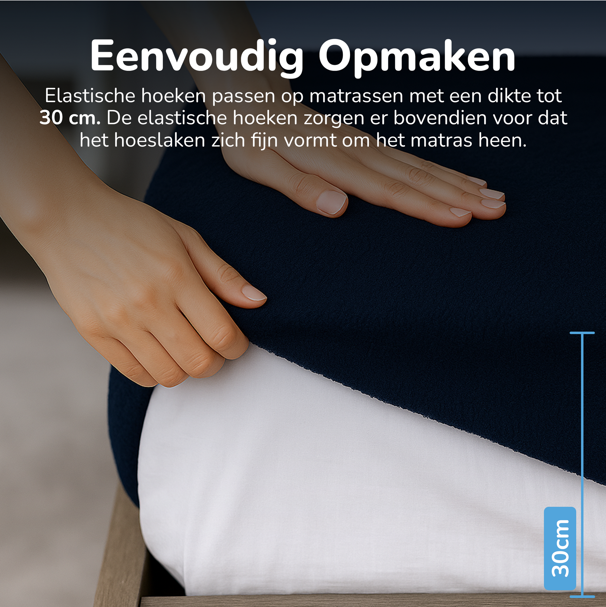 Teddy fleece hoeslaken - navy