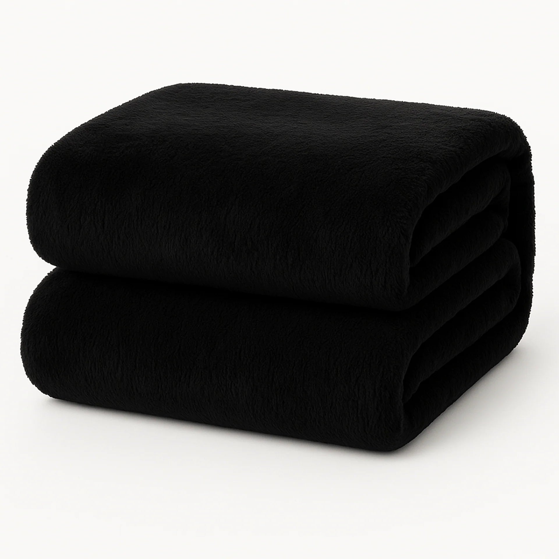 Teddy fleece hoeslaken - 90x200 cm, extra warm en zacht, netjes gevouwen op een effen witte ondergrond.